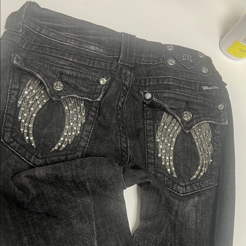 Miss Me Black Jeans with Silver Embellishments